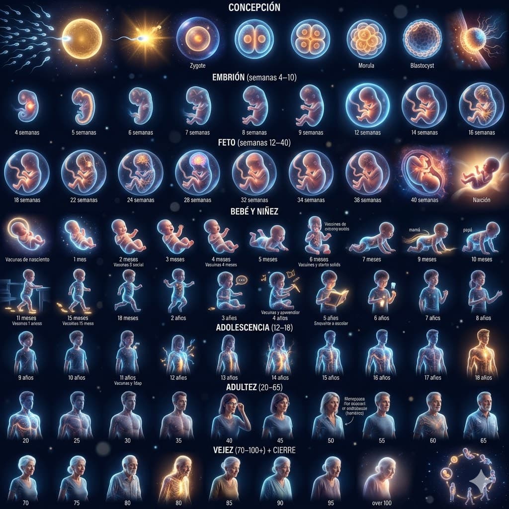 El ciclo de la vida — todas las etapas en un cuadro