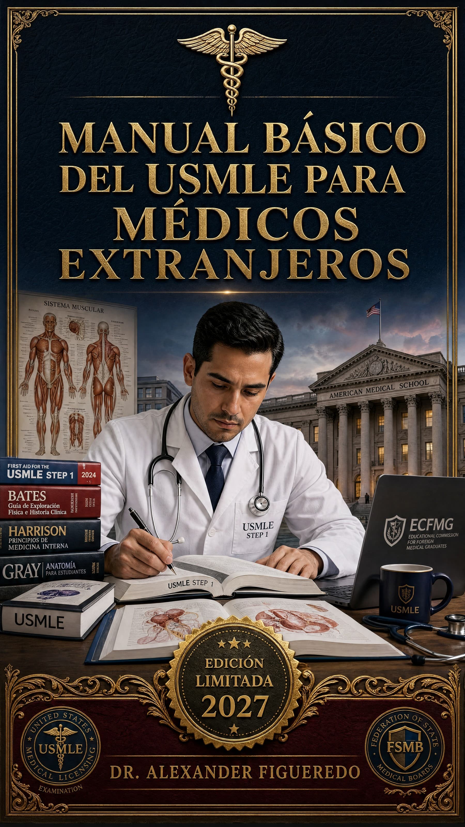 Portada: Manual Básico del USMLE para Médicos Extranjeros
